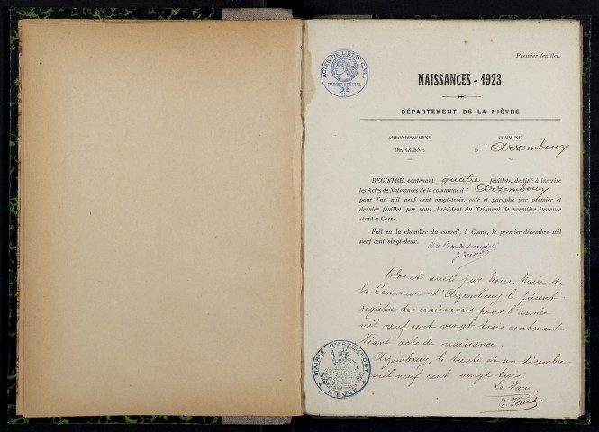 Arzembouy : actes d'état civil.