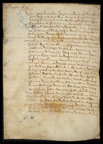 Biens et droits. - Foncier (bois de Perigny) en la ville de Luzy, vente par Regnaud à la communauté Perain : copie du contrat du 10 avril 1628.