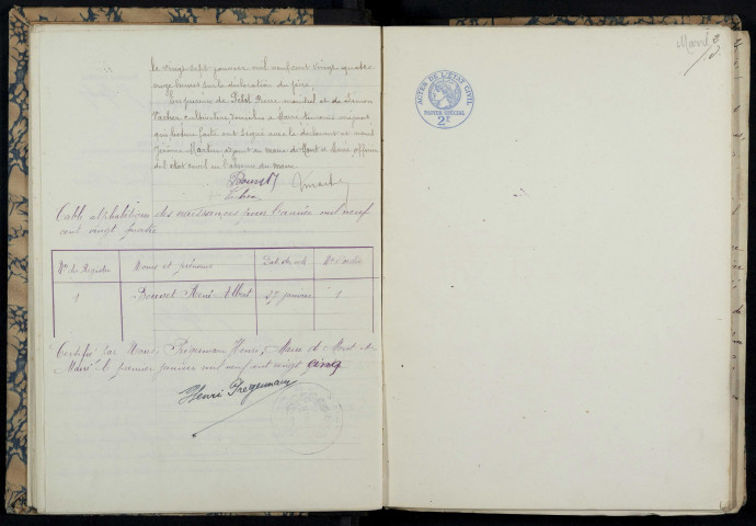 Mont-et-Marré : actes d'état civil.