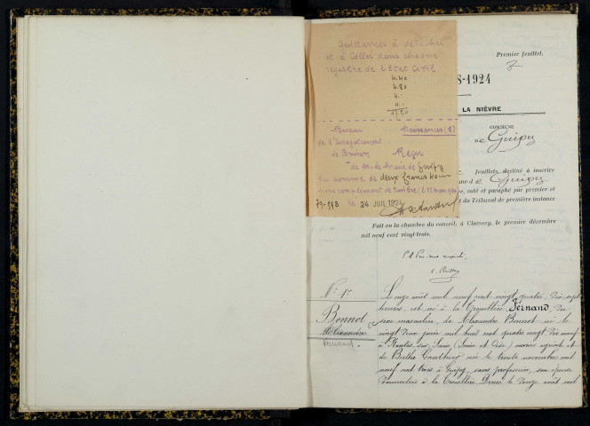 Guipy : actes d'état civil.