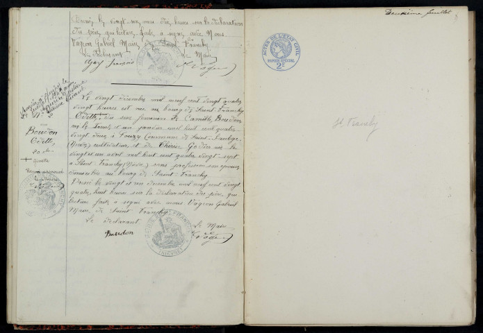 Saint-Franchy : actes d'état civil.