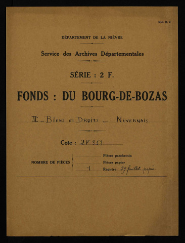 Terrier de la seigneurie d'Imphy, établi par Pannetier et Decolons, notaires royaux, pour Henri de La Grange, marquis d'Arquian, baron de Prye et d'Imphy, représenté par Me Louis Callot, procureur au bailliage et pairie de Nivernais, en vertu du pouvoir de Me Pierre Giffard, intendant dudit Henri de La Grange.