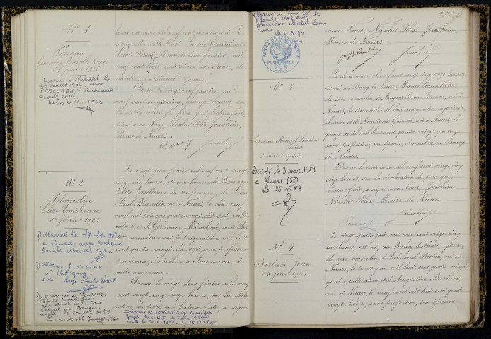 Nuars : actes d'état civil.
