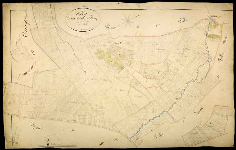 Oisy, cadastre ancien : plan parcellaire de la section D dite de Paroy, feuille 1