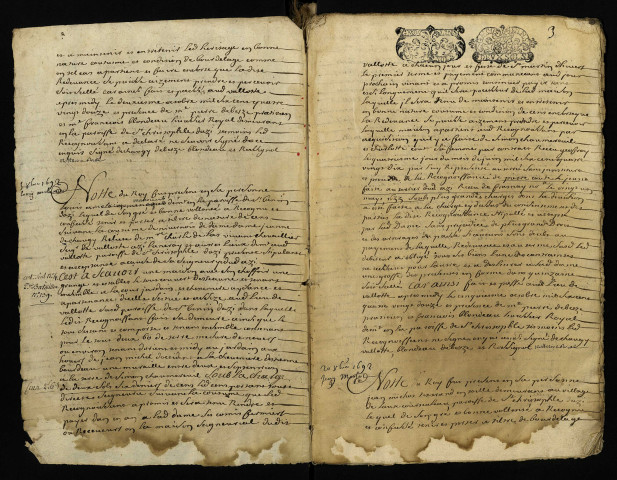 Pièce 3. - Fief d'Azy : reconnaissances passées devant le notaire Rossignol.