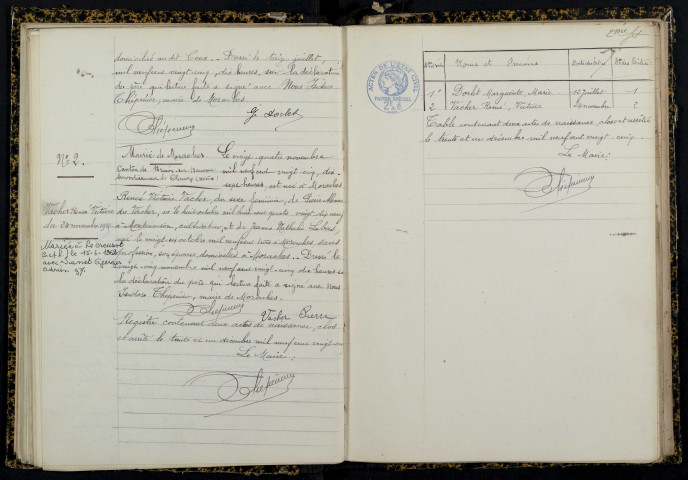 Moraches : actes d'état civil.