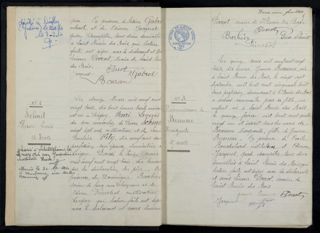 Saint-Benin-des-Bois : actes d'état civil.