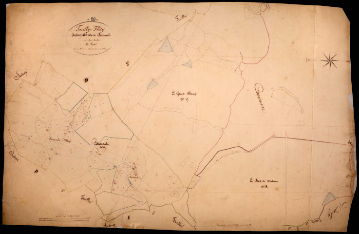 Tazilly, cadastre ancien : plan parcellaire de la section D dite de Barnaud, feuille 4