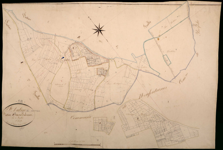 Saint-Aubin-des-Chaumes, cadastre ancien : plan parcellaire de la section B dite de Chalvron, feuille 3
