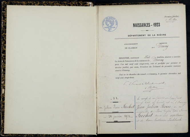 Dornecy : actes d'état civil.