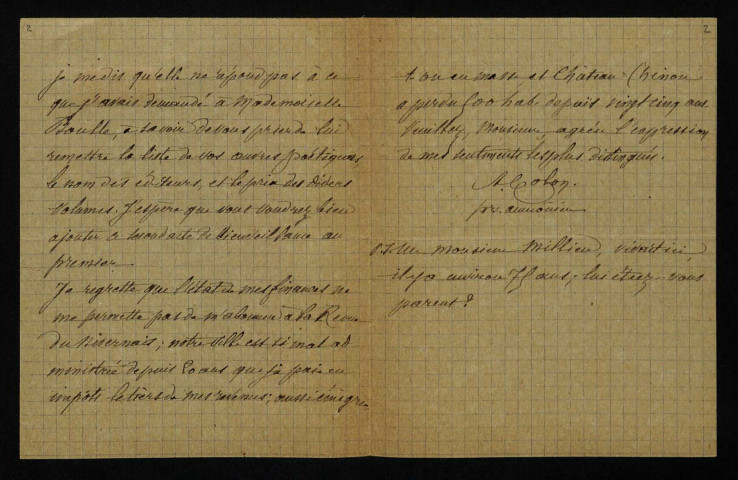COLON (A.), curé à Château-Chinon : 1 lettre.
