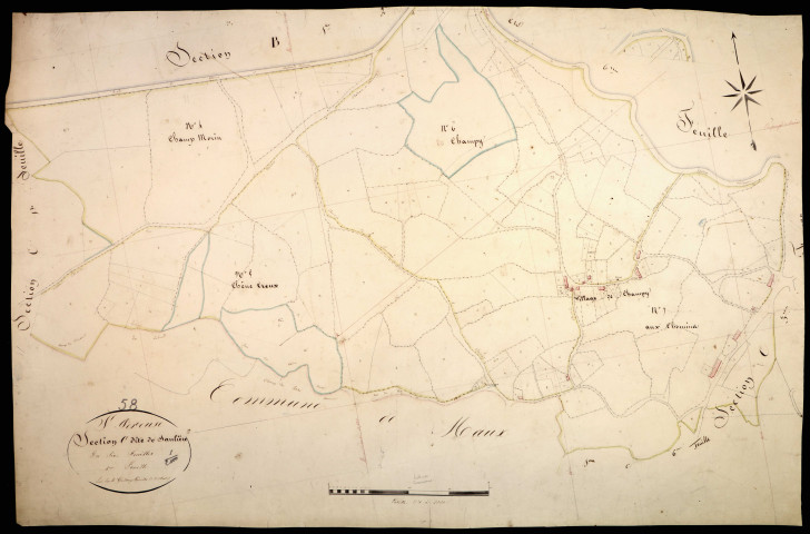 Saint-Péreuse, cadastre ancien : plan parcellaire de la section C dite de Saulières, feuille 2