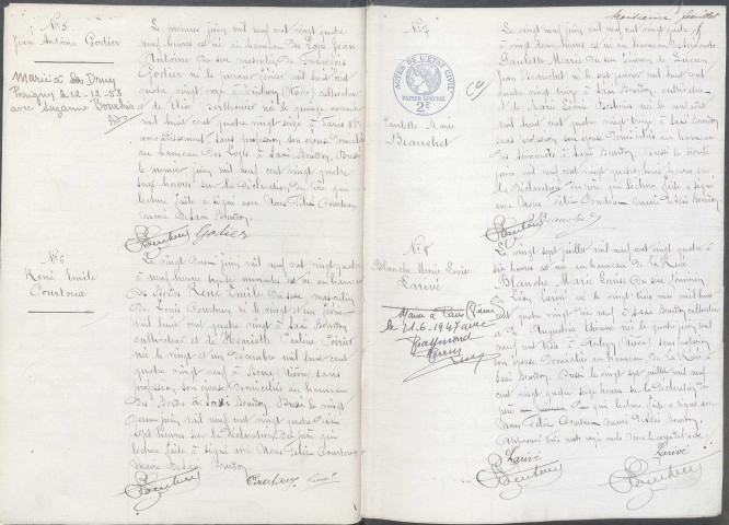 Saxi-Bourdon : actes d'état civil.