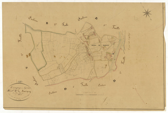Marigny-sur-Yonne, cadastre ancien : plan parcellaire de la section C dite de Marigny, feuille 1