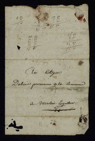 Gouvernement révolutionnaire de l'An II. - Constitution nationale, proclamation : lettre de Reullion au citoyen Dubois à Moulins-Engilbert datée du « 8 juillet l'an second ».