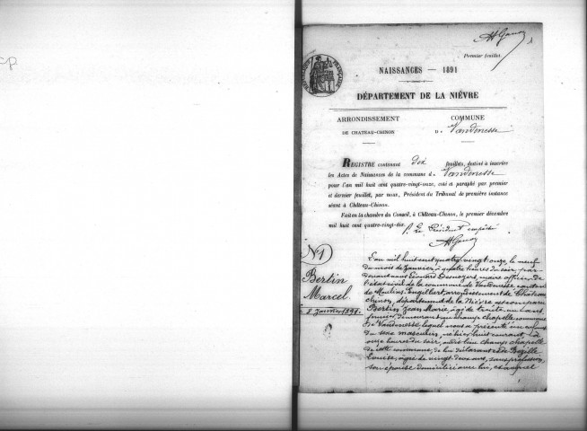 Vandenesse : actes d'état civil.