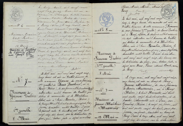 Rouy : actes d'état civil.