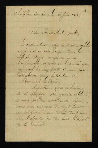 BRISEBARRE (Victor), à Châtillon-sur-Seine (Côte-d'Or) : 1 lettre.