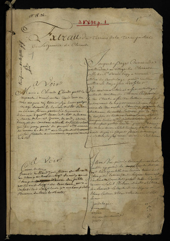 Extrait du terrier de la terre, justice et seigneurie de Chérault à Azy.