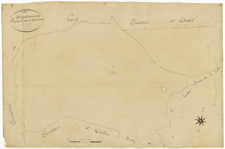 Montenoison, cadastre ancien : plan parcellaire de la section C dite de Montenoison, feuille 6
