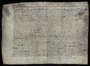 Procédure. - Dîmerie d'Apremont (département du Cher), répartition des bénéfices entre le chapitre cathédral de Nevers et les bacheliers de la basse-cour : vidimus (copie certifiée) de l'arrêt du Parlement du 5 décembre 1496.