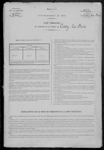 Cessy-les-Bois : recensement de 1881