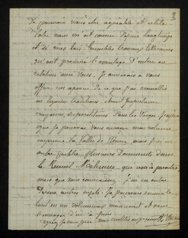 THIRIAT (Xavier), poète et libraire à Vagney et à Gérardmer (Vosges) (1835-1906) : 6 lettres.