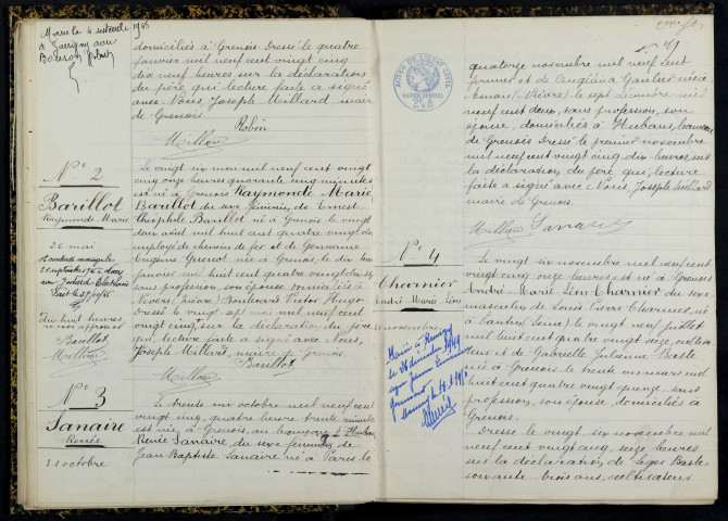 Grenois : actes d'état civil.