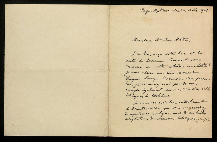 PICHON (Jules), dit Jules Chopin, poète à Prague (Tchécoslovaquie) (né en 1880) : 2 lettres.