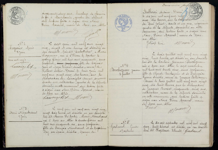 Mars-sur-Allier : actes d'état civil.