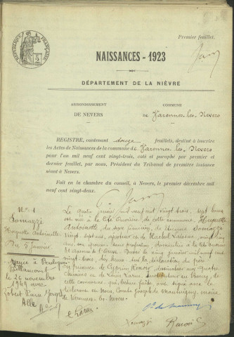 Varennes-lès-Nevers : actes d'état civil (naissances).