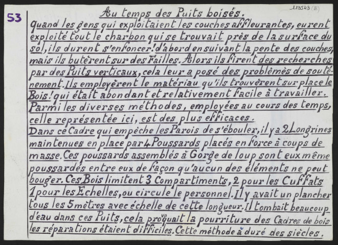 Puits boisés, compartiments des cuffats, vue en plan.