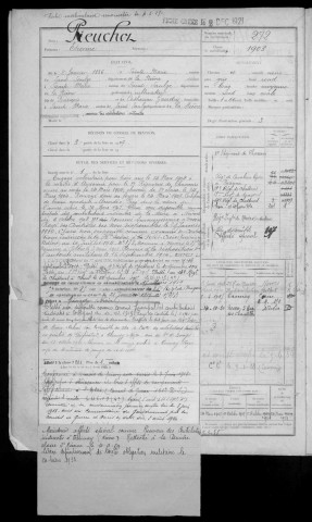 Bureau de Nevers, classe 1906 : fiches matricules n° 271 à 738