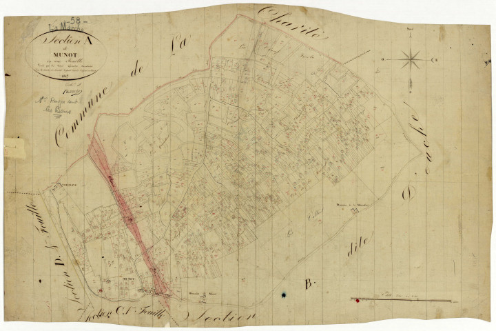 La Marche, cadastre ancien : plan parcellaire de la section A dite de Munot
