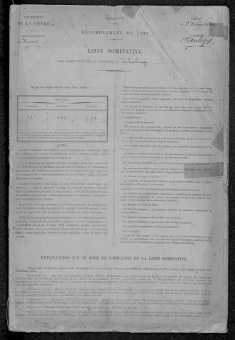 Anlezy : recensement de 1891