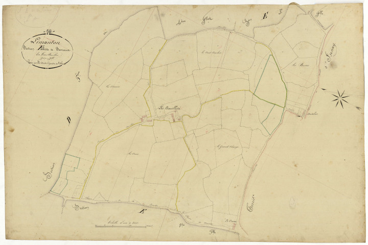 Limanton, cadastre ancien : plan parcellaire de la section E dite de Sarreaux, feuille 2