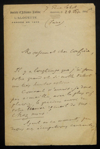 THIAUDIÈRE (Edmond), écrivain (1837-1930) : 3 lettres.
