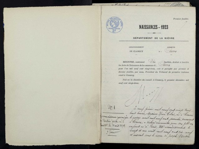 Cervon : actes d'état civil.