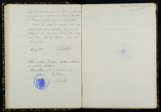 Champallement : actes d'état civil.