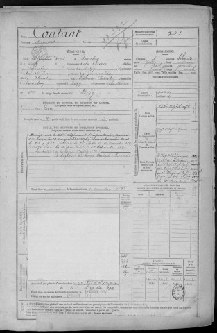 Bureau de Nevers, classe 1893 : fiches matricules n° 501 à 1000