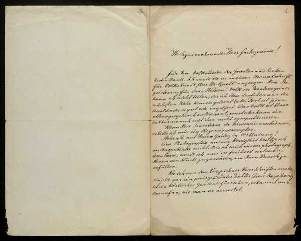 KRAUSS (Friedrich S.), folkloriste à Vienne (Autriche) : 3 lettres, 2 cartes postales illustrées.