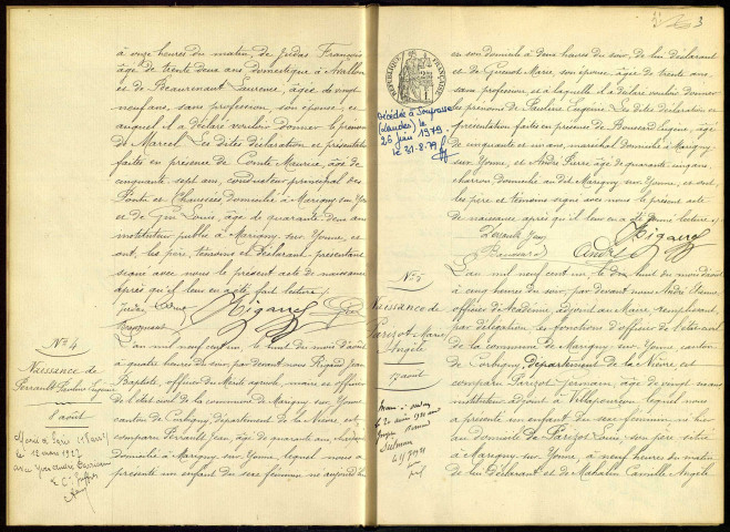 Marigny-sur-Yonne : actes d'état civil.