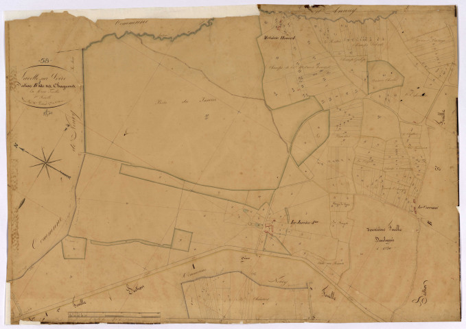La Celle-sur-Loire, cadastre ancien : plan parcellaire de la section B dite des Chagnons, feuille 1