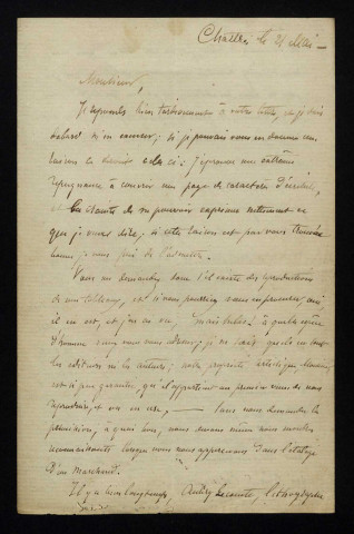 FAUVELET (Jean-Baptiste), peintre à Chartres (1819-1883) : 1 lettre.