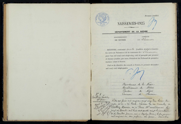 Chevenon : actes d'état civil.