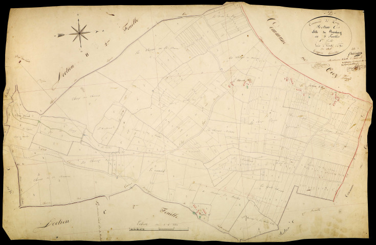 Perroy, cadastre ancien : plan parcellaire de la section C dite du Boulay, feuille 1