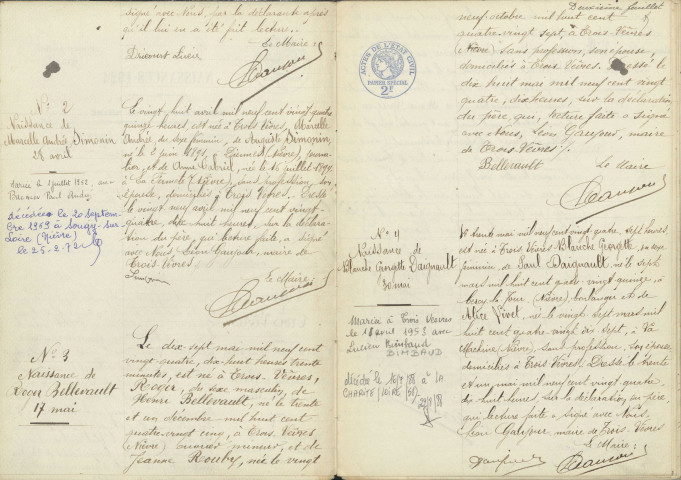 Trois-Vèvres : actes d'état civil.