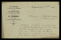 TURPIN (E.), assureur à Saint-Laurent (Nièvre) : 1 lettre.
