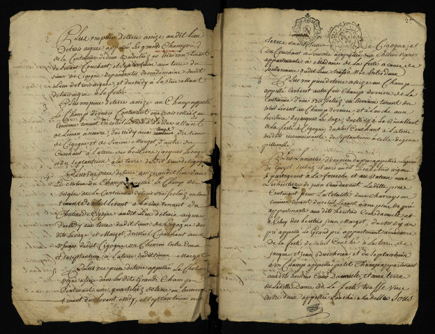 Terrier du Bouchot à La Fermeté, dressé par Me Philibert Camuzet, notaire royal et procureur au bailliage et pairie de Nivernais, au profit de Claude Dechartre, seigneur du Bouchot, puis de Jeanne Durand, veuve en premières noces dudit Claude et en secondes de Jean-Baptiste Potier.