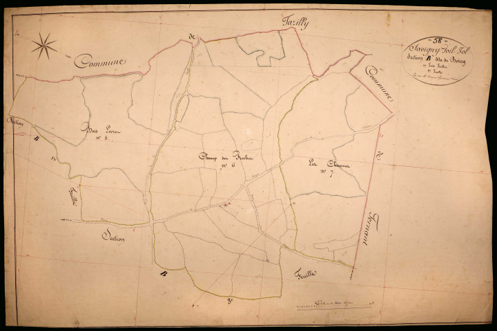 Savigny-Poil-Fol, cadastre ancien : plan parcellaire de la section B dite du Bourg, feuille 2